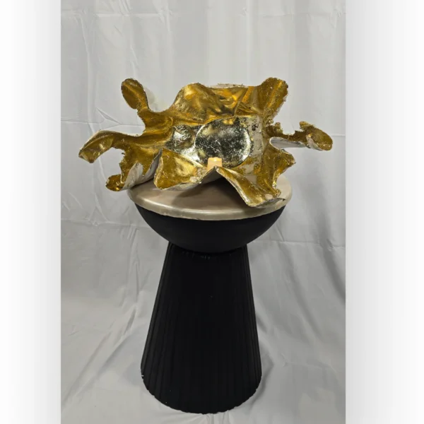 Large Oyster Shell, Whites, Ghost Gold, Gold Foil Candle Holder - Image 3
