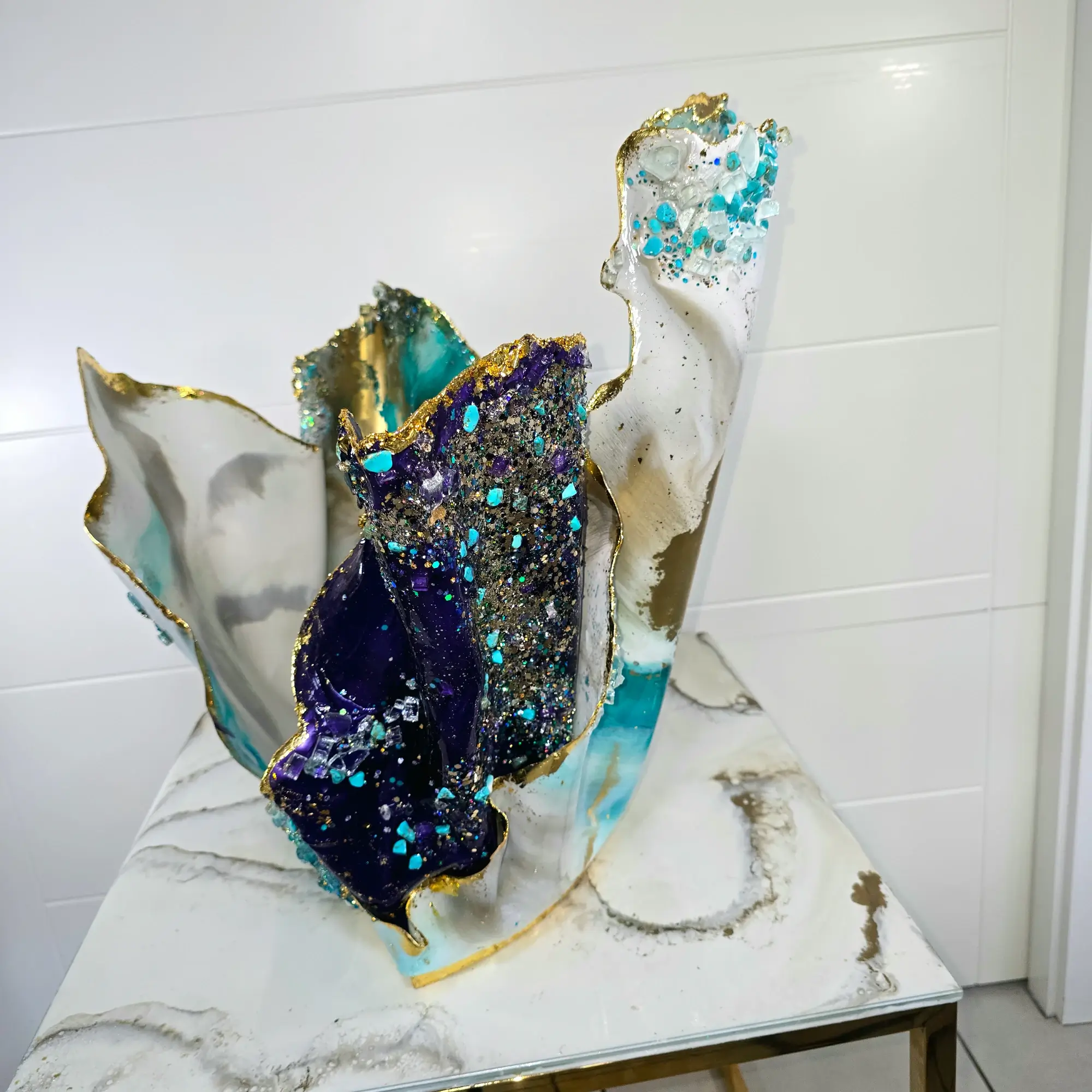 Giant Magazine Holder in teal and purple