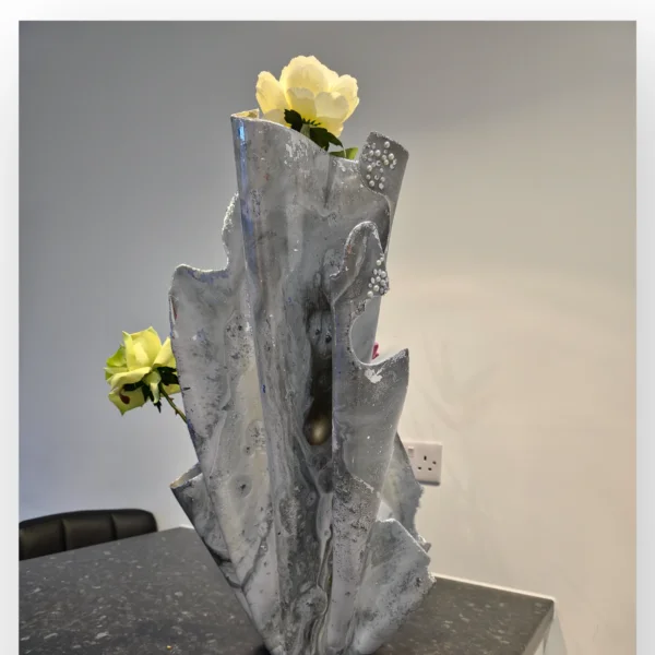 Giant Tall Silver Grey Sculpture Bowl - Image 4