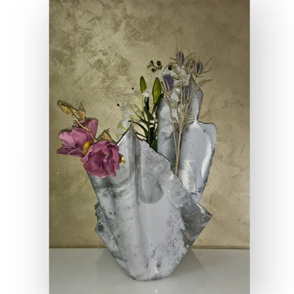 Giant Tall Silver Grey Sculpture Bowl - Image 2