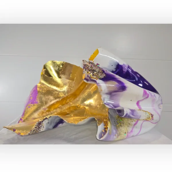 Ex Large Yellow Purple White Gold Stand Up Vase Or Laydown Candle/Jewellery Holder. - Image 6