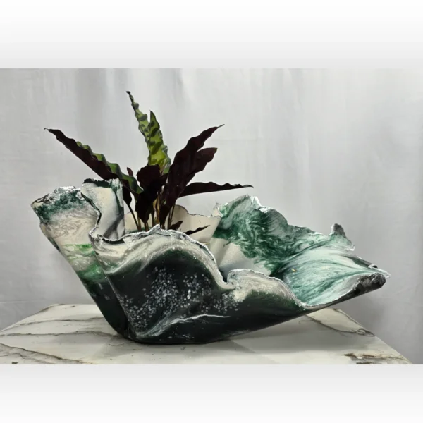 Teardrop shaped Green White Plant Holder - Image 2