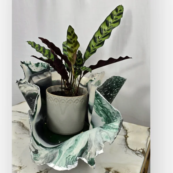 Teardrop shaped Green White Plant Holder - Image 5