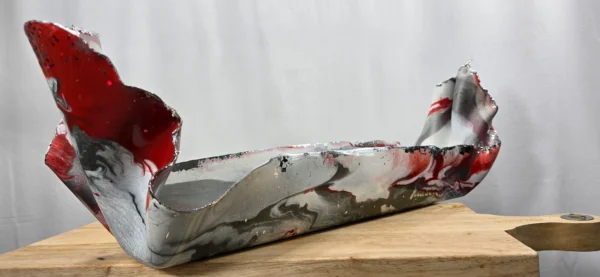 Long Red Silver sideboard bowl - Image 5