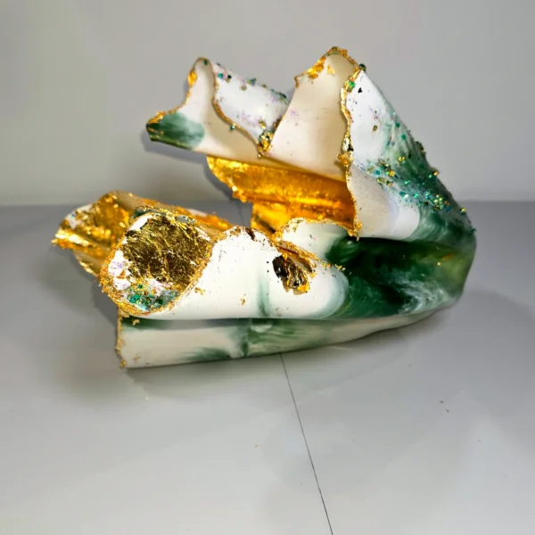 Medium Clam Shell Apple Green Gold Foiled gemmed