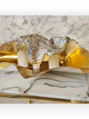 4. GIANT PASTEL GEMMED GOLD FOILED OYSTER SHELL (3)