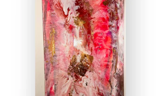 41. LARGE RESIN PINK BRONZE WALL ART (2)