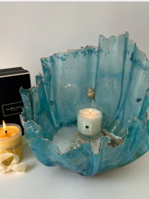 Large gold fish blue bowl