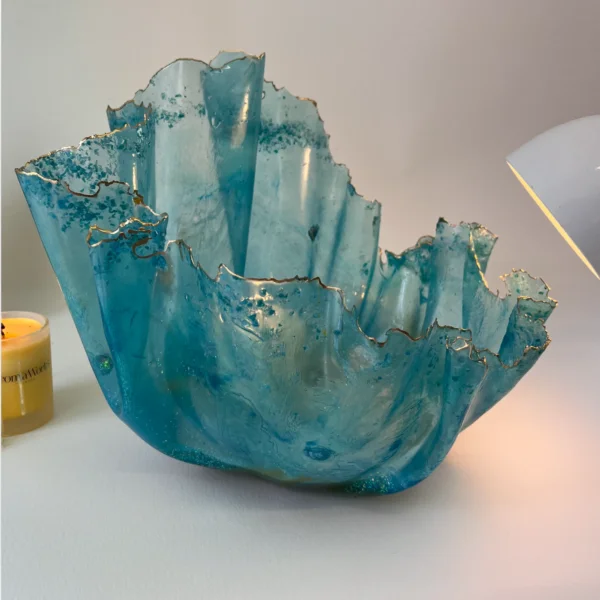 Large gold fish blue bowl - Image 4