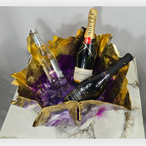 Large purple feathers gold foil ice bucket - Image 4