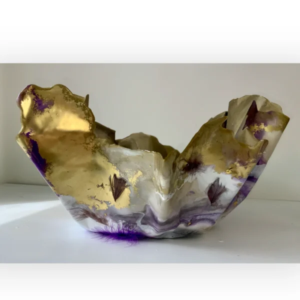 Large purple feathers gold foil ice bucket - Image 5