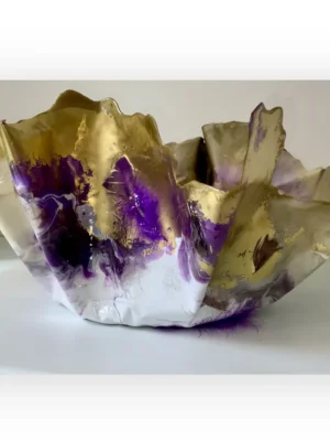 Large purple feathers gold foil ice bucket