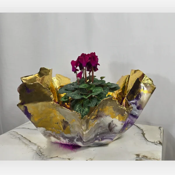 Large purple feathers gold foil ice bucket - Image 7