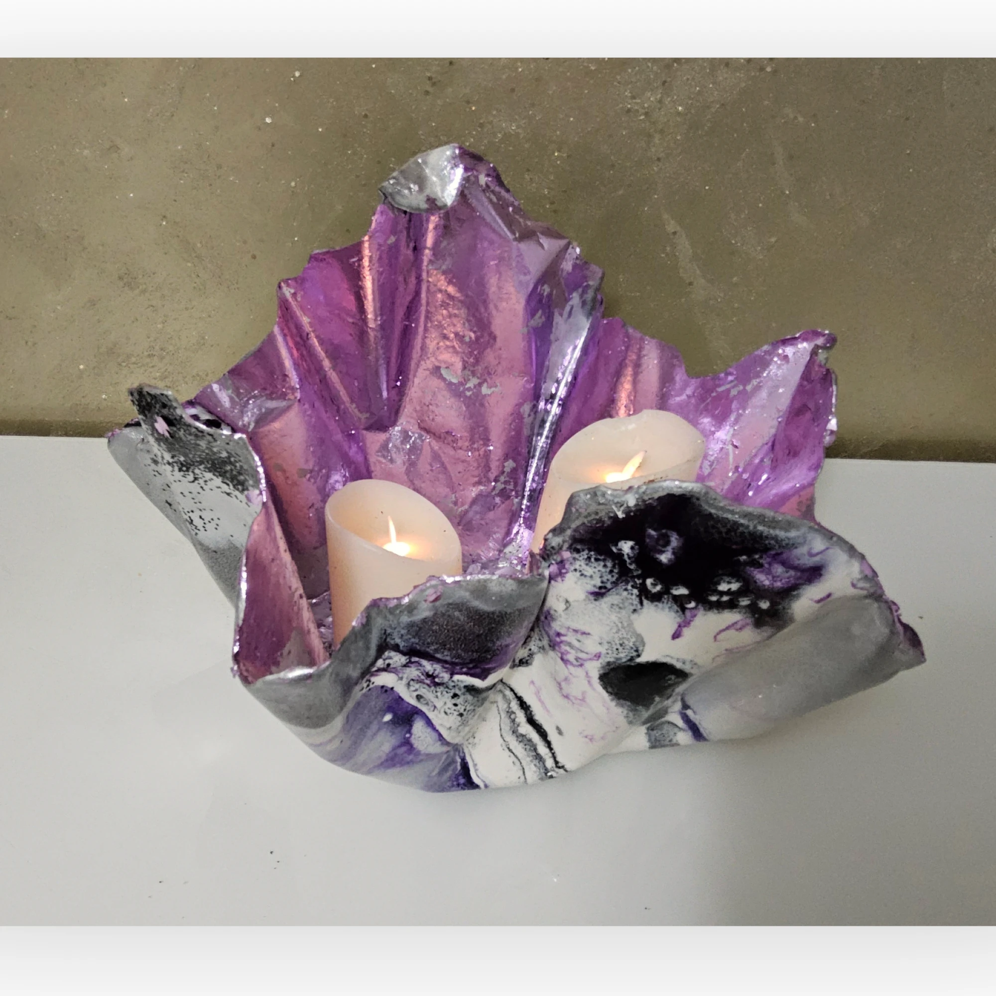 Large Purple black silver white bowl - Image 3