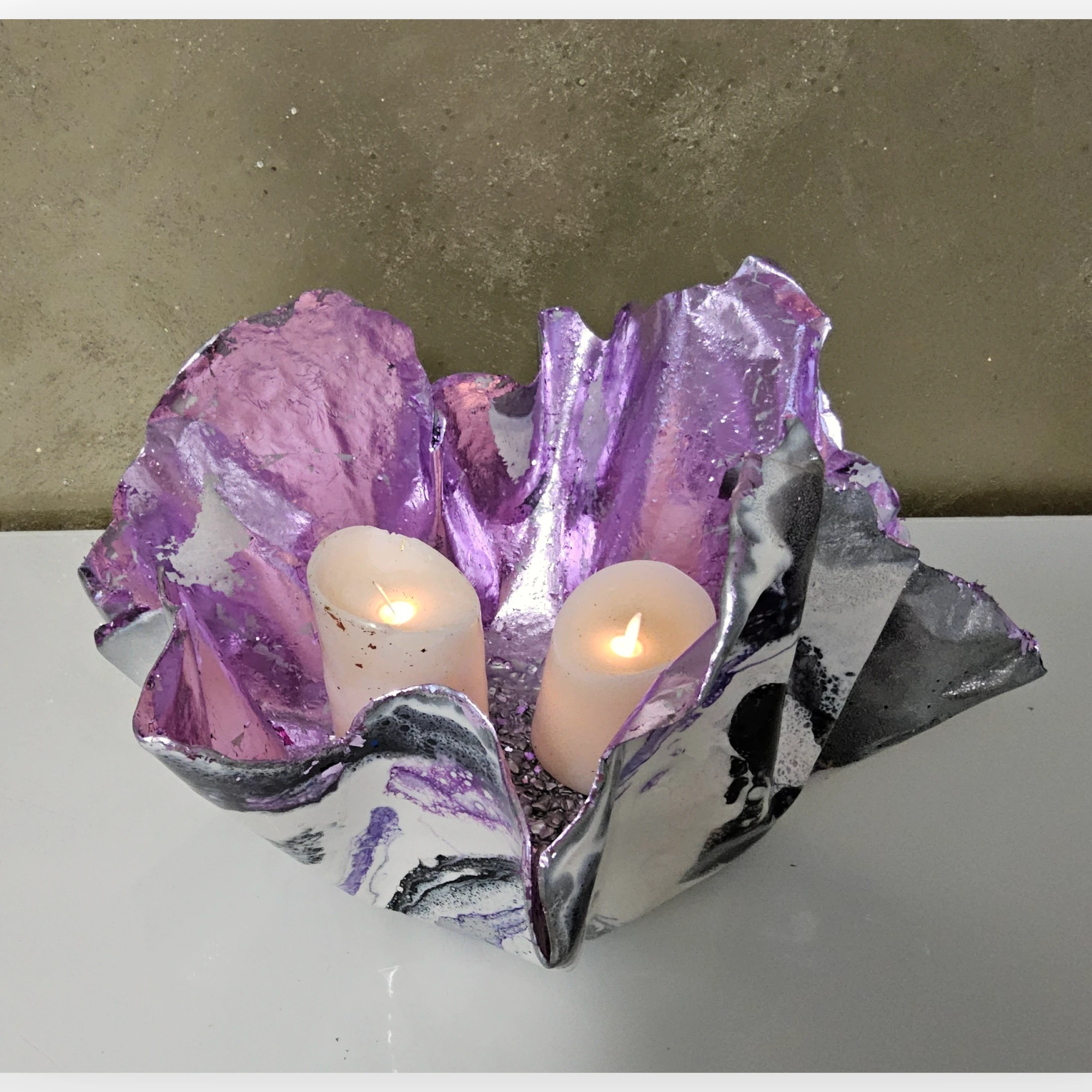 Large Purple black silver white bowl - Image 5