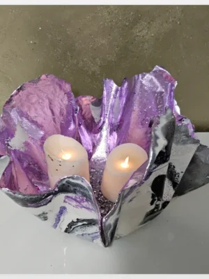 Large Purple black silver white bowl