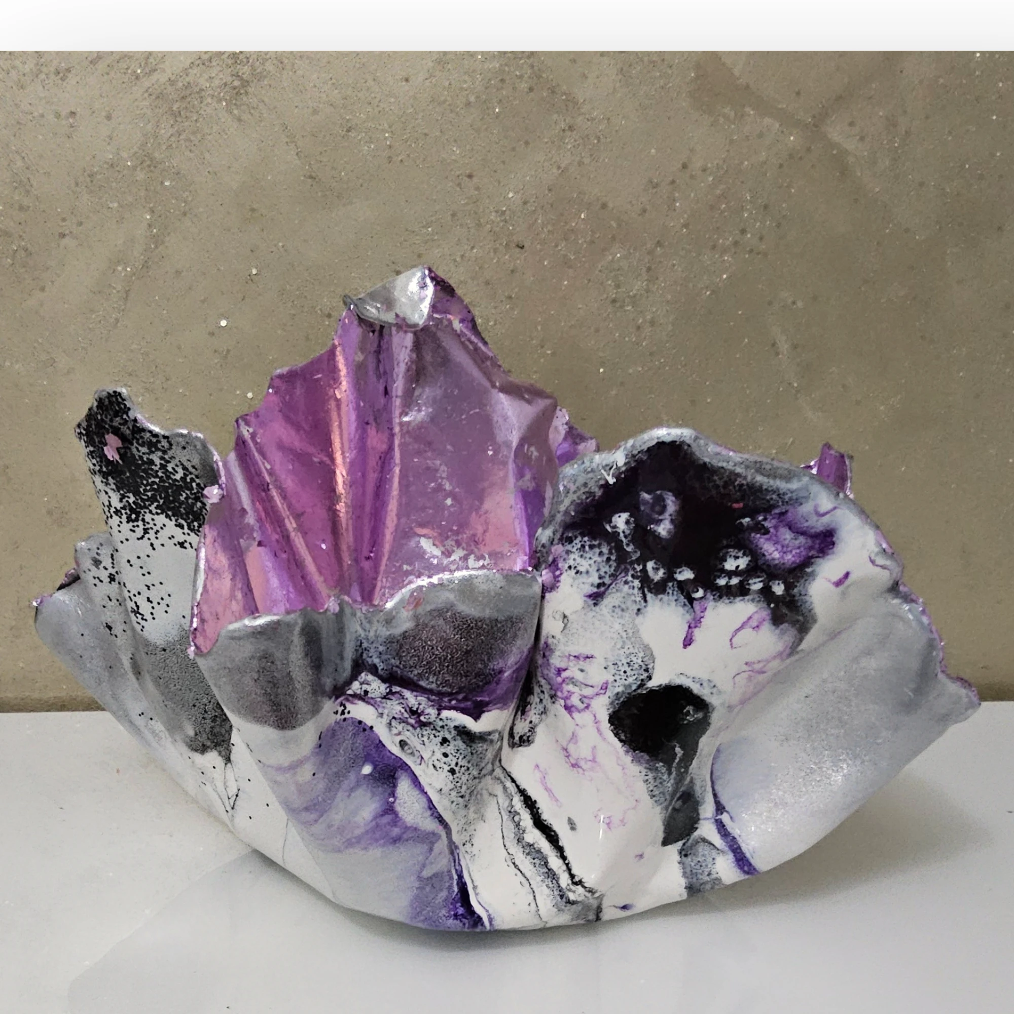 Large Purple black silver white bowl - Image 4