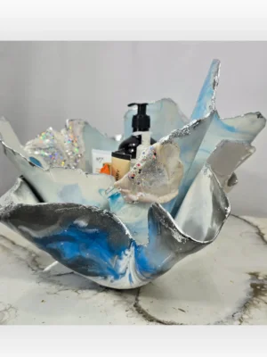 Large ice white blue bathroom caddy