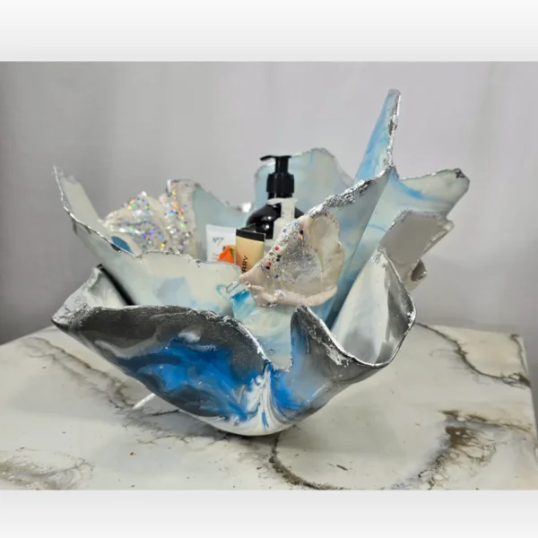 Large ice white blue bathroom caddy