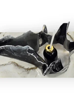 5. MEDIUM BLACK BEIGE SILVER FRUIT CANDLE HOLDER (2)