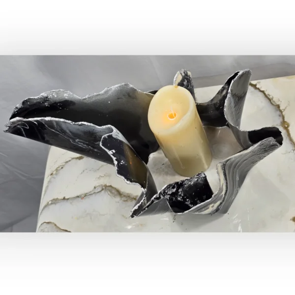 Medium Black beige silver edged fruit bowl