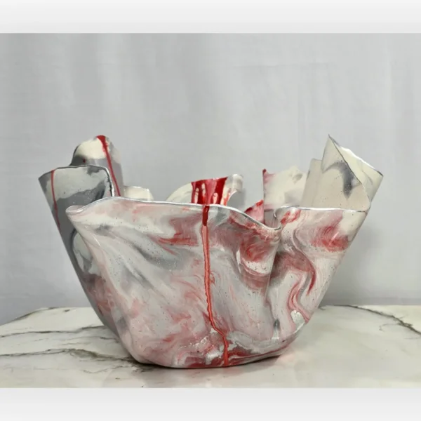 White medium, red silver fruit bowl - Image 2