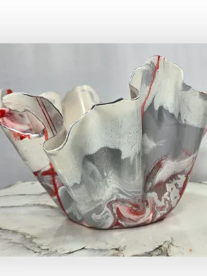 White medium, red silver fruit bowl