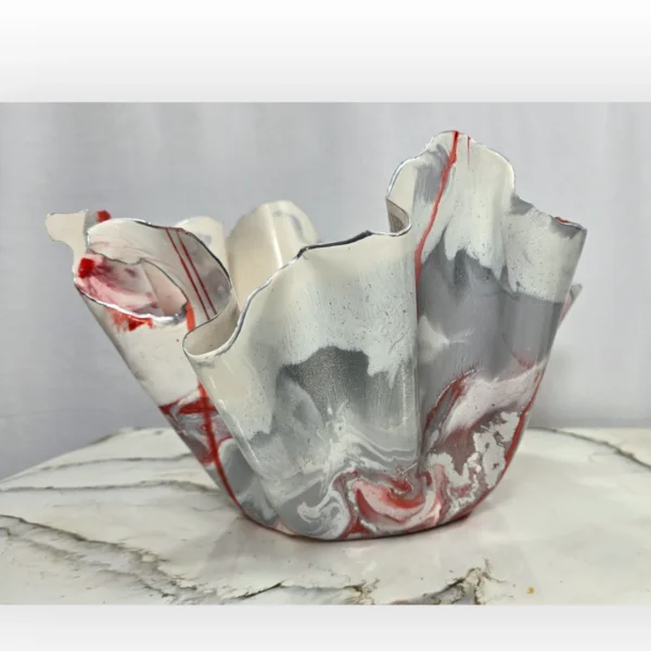 White medium, red silver fruit bowl