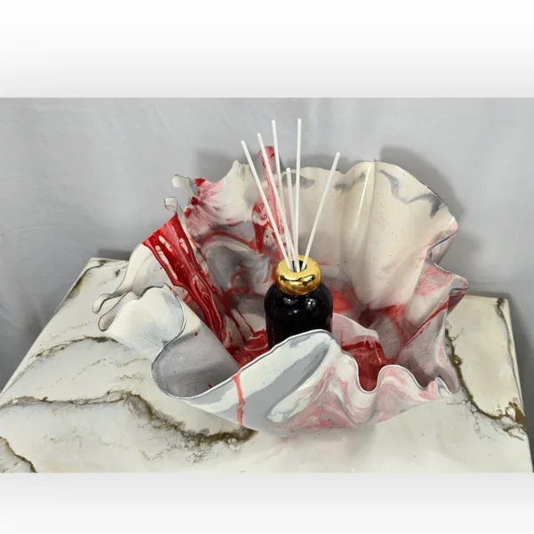 White medium, red silver fruit bowl - Image 5