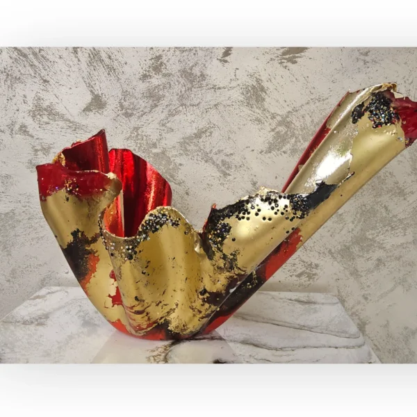 Bright Red, Gold Foil black Fruit candle bowl - Image 3