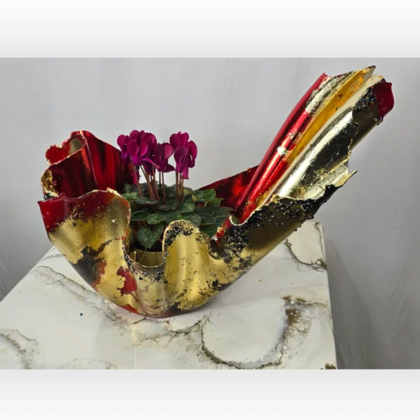 Bright Red, Gold Foil black Fruit candle bowl - Image 2