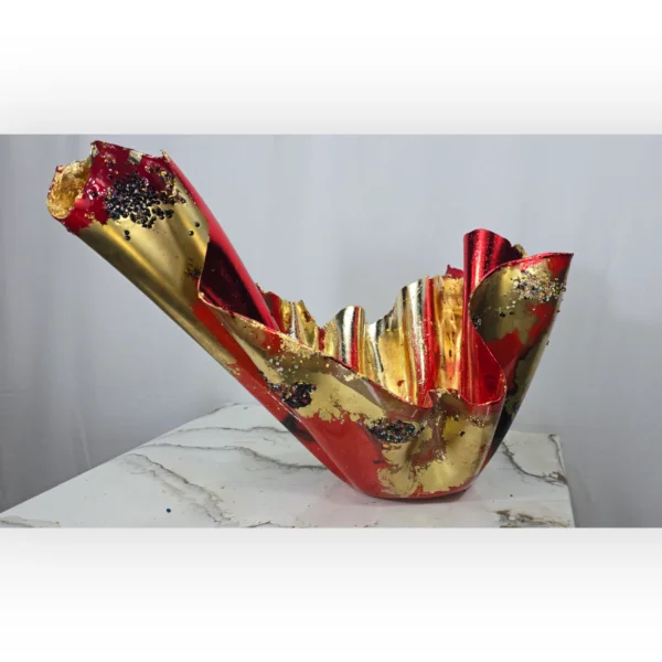 Bright Red, Gold Foil black Fruit candle bowl - Image 7