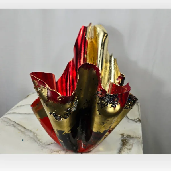 Bright Red, Gold Foil black Fruit candle bowl - Image 6