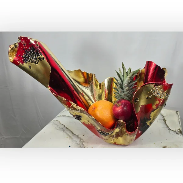 Bright Red, Gold Foil black Fruit candle bowl - Image 5