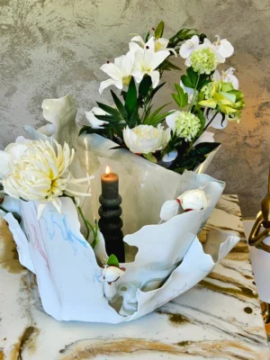 Giant Icea Bucket pastels with leafs for flowers