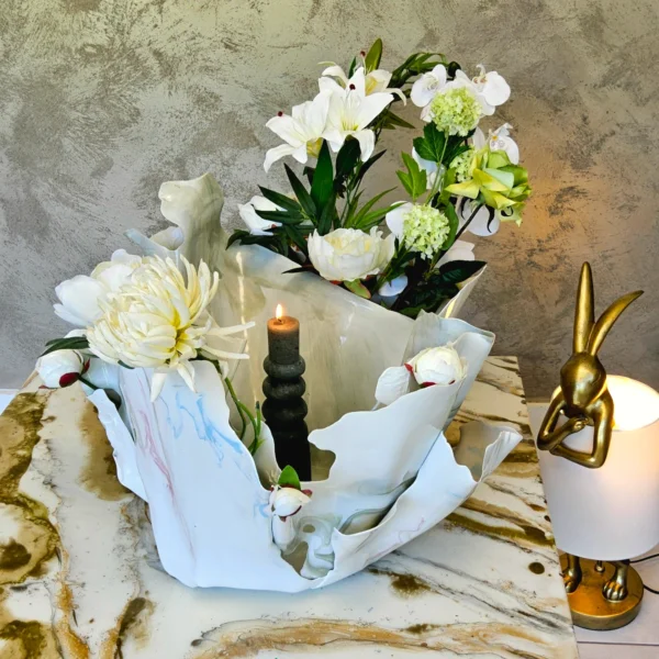 Giant Icea Bucket pastels with leafs for flowers