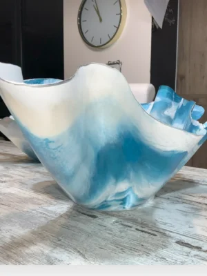 Blue White Ice Bucket & 2 matching snack bowls