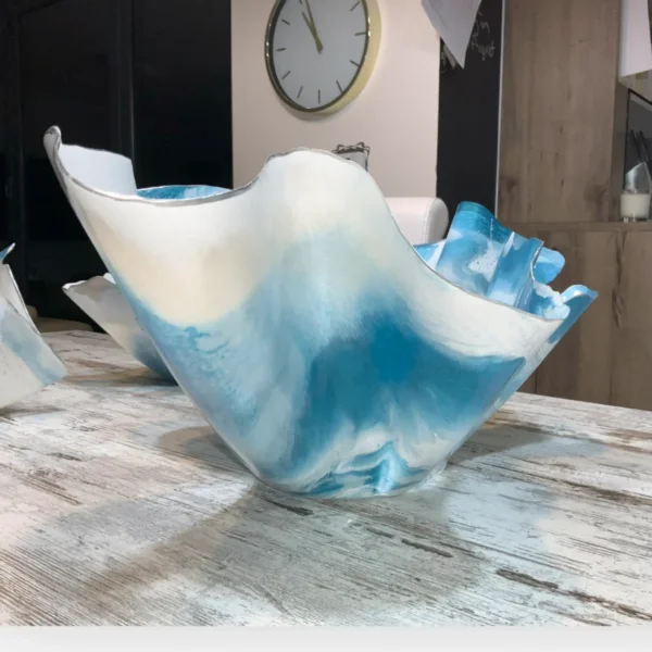 Blue White Ice Bucket & 2 matching snack bowls