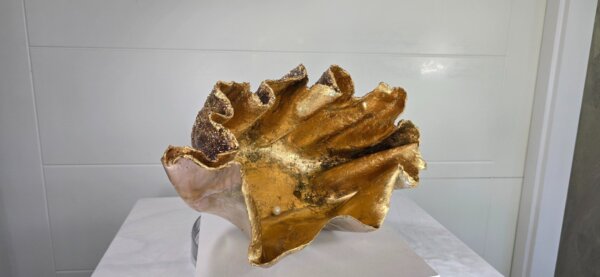Handmade Pinky Gold Oyster Shell Candle Holder