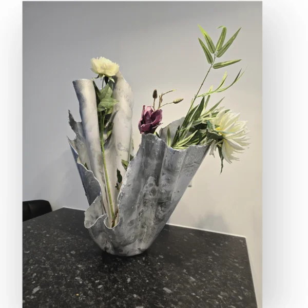 Giant Tall Silver Grey Sculpture Bowl - Image 5