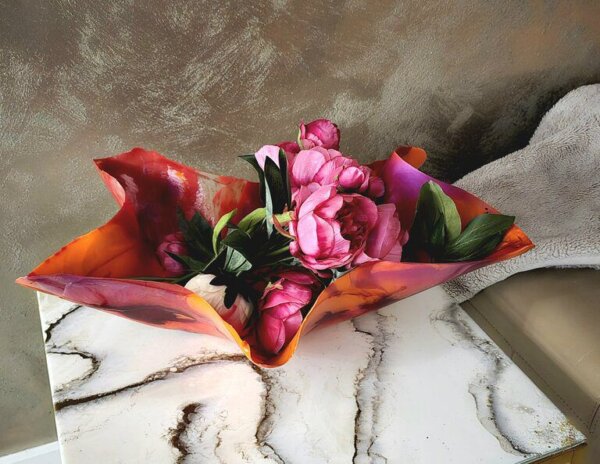 RED PINK ORANGE BRIGHT OBLONG  BOWL - Image 4