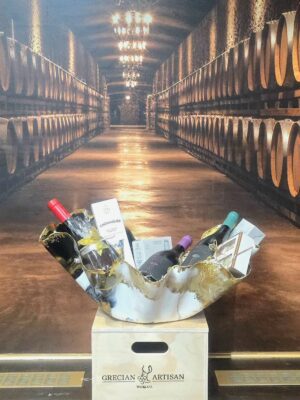 Handmade Sculpture Bowl Black Gold White champagne Ice Bucket/fruit, Plant or candle holder