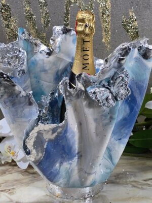 Handmade Spring Style Vase with Butterfly Accent with silver foil