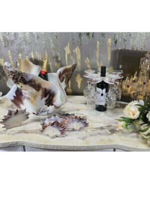 55. NEW MATCHING COASTERS & OVER BOTTLE GLASS HOLDER (2)