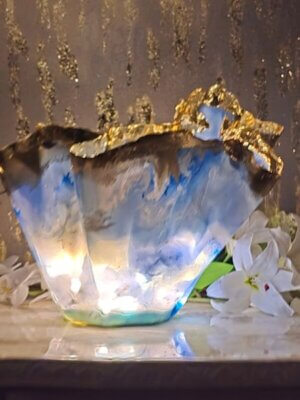 60. Transparent blues gold FOILED edged (2)
