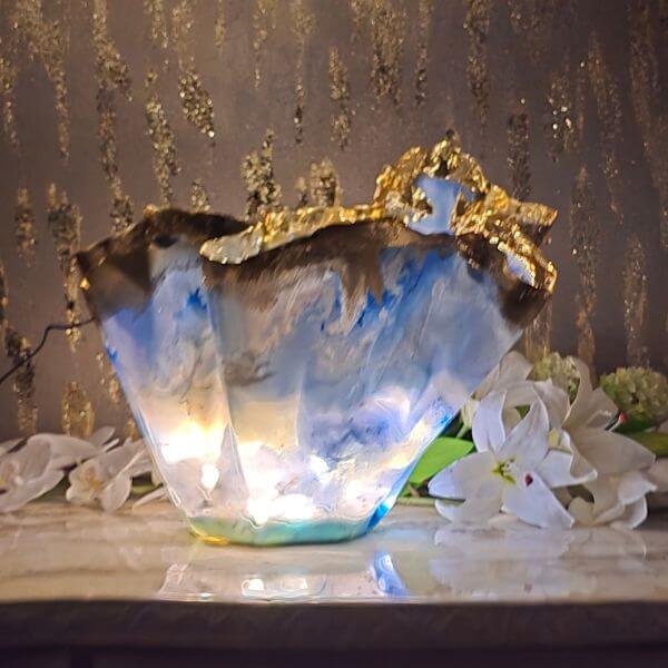 60. Transparent blues gold FOILED edged (2)