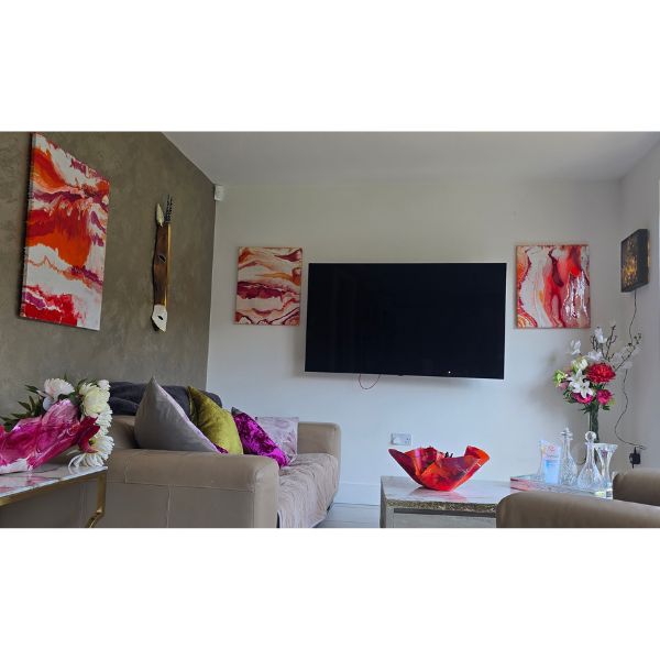 62. WALL ART LARGE RED ORANGE PINK (2)