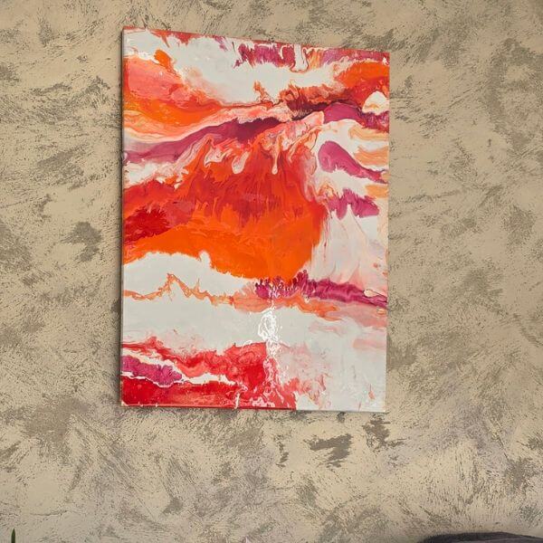 Wall Art Large Red Orange Pink