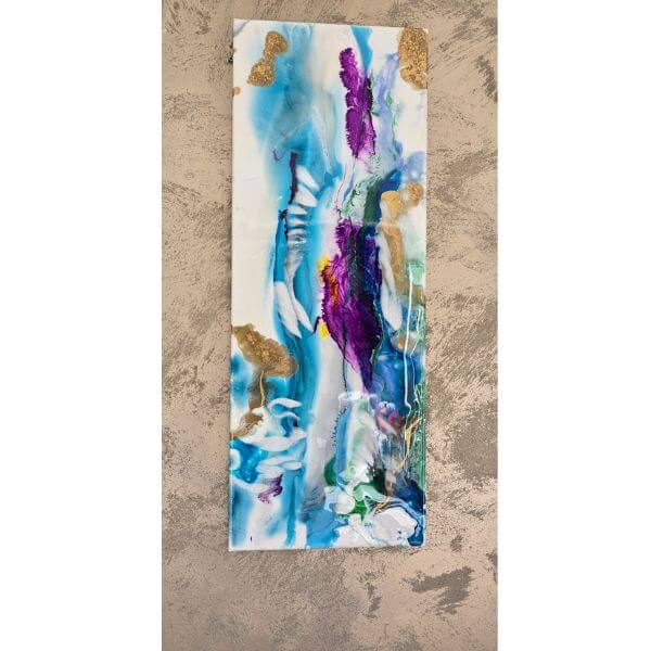 65. Wall Art Triptych set of Vertical Turquoise, blues Purple (3)