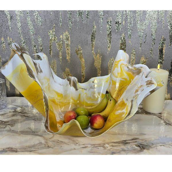 Extra Large Yellow, Golds Shallow Fruit Bowl